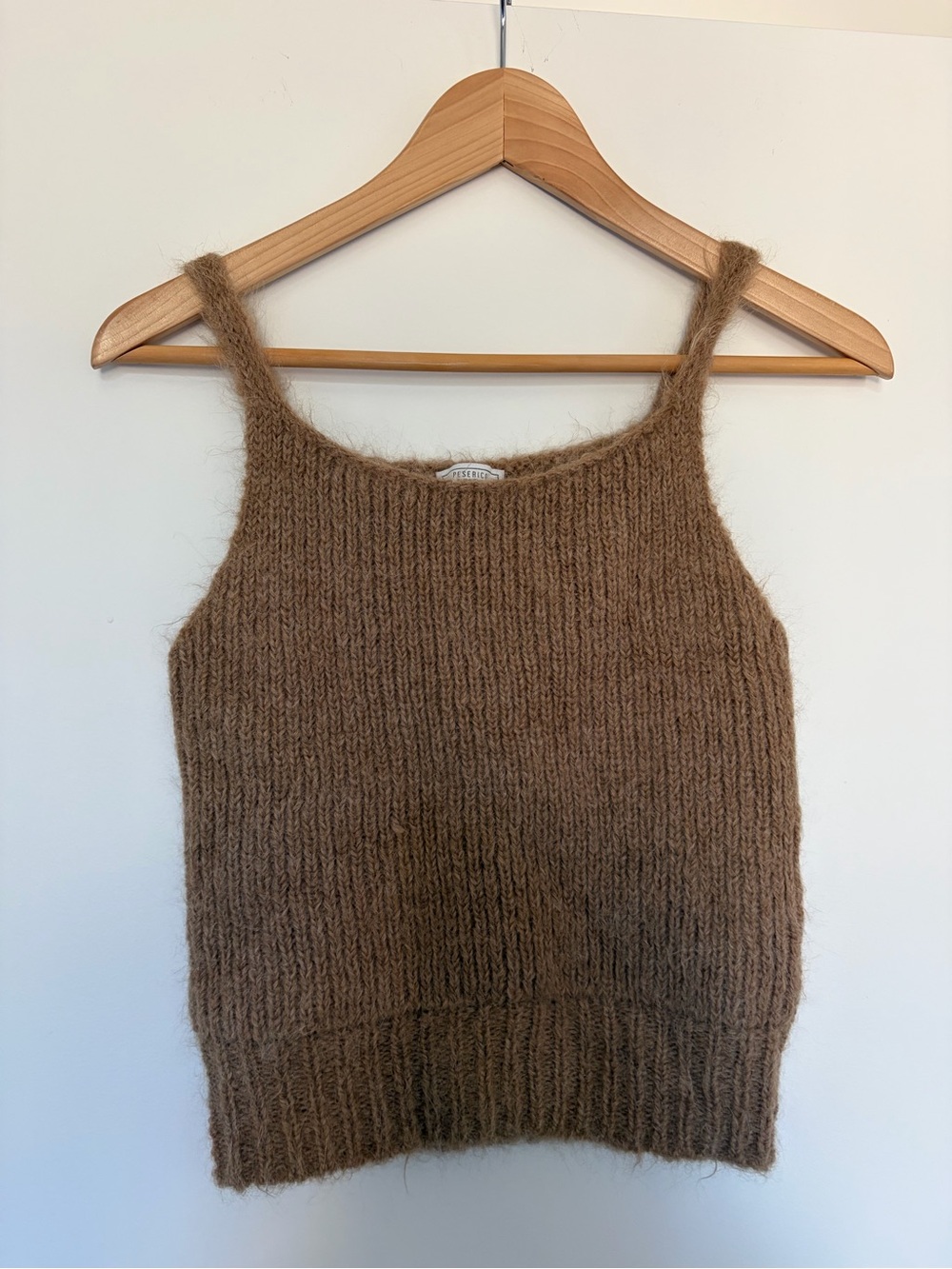 Peserico Brown Fuzzy Knit Tank Top